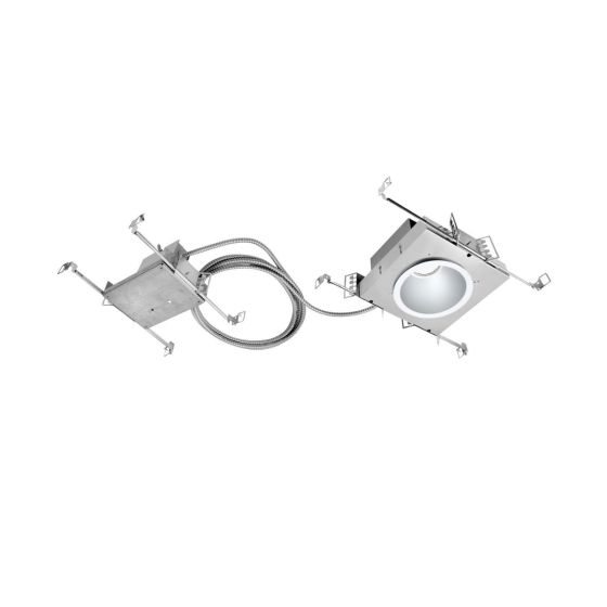 Product rendering of the 14135-4-O 4-inch open MRI light showing separate light module and fixture housings with external power supply