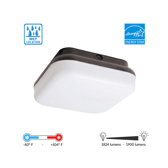 Alcon 16006 Surface-Mounted Wet Location Square LED Light