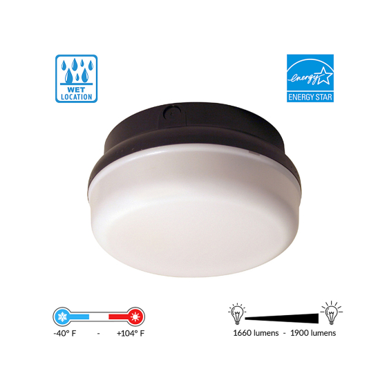 Alcon 16007 Wet Location-Rated Surface-Mounted Round LED Light