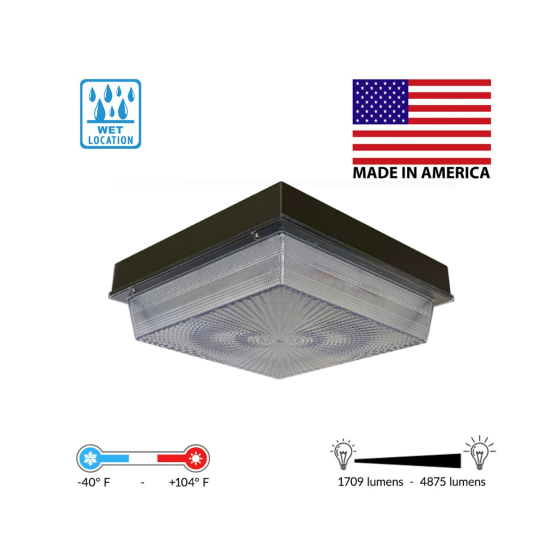 Low-Profile 12-Inch Square Architectural LED Canopy LIght