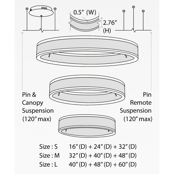 Alcon 12270-3-P, suspended commercial pendant light shown in black finish and with a flush trim-less lens.