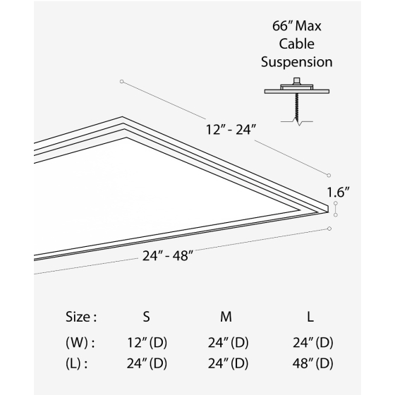 14052 edge-lit flat panel pendant light shown in s silver finish and with a flush trimmed lens.