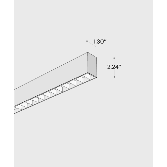 12100-12-S-L linear LED ceiling light shown with black finish and louver lens