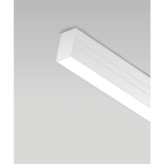 Alcon 12100-21-S, surface linear ceiling light shown in silver finish and with a flush trim-less lens.