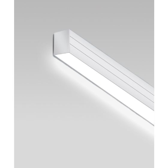 Alcon 12100-21-W, wall linear ceiling light shown in silver finish and with a flush trim-less lens.