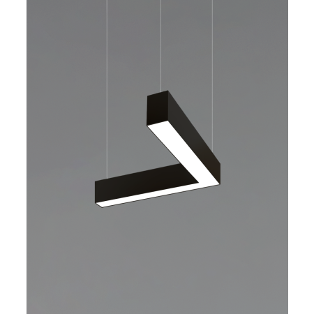 Alcon 12100-20-P-L L-shaped suspended pendant light shown in black finish with a flushed lens.