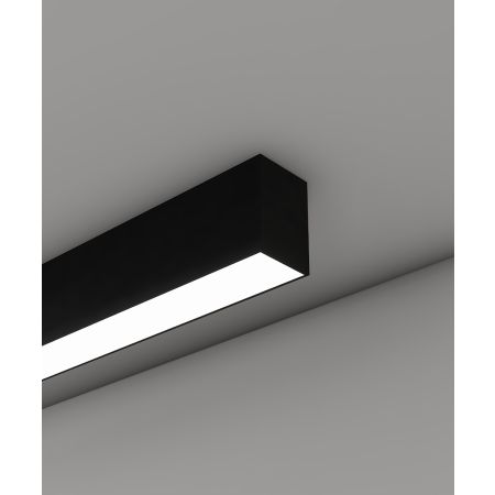 12100-22-S linear LED ceiling light shown with black finish and diffuser lens