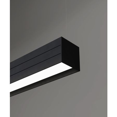 Alcon 12100-33-P-R, pendant linear ceiling light shown with a regressed lens in black finish.