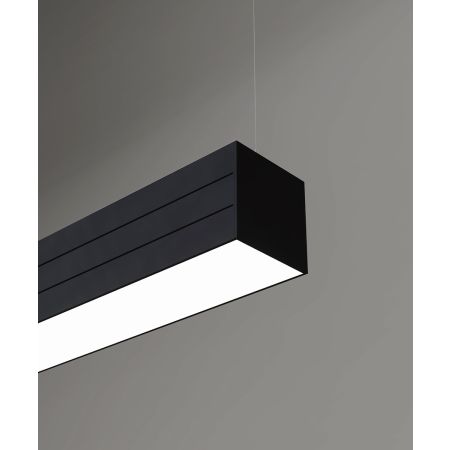 Alcon 12100-33-P, pendant linear ceiling light shown with a flush trim-less lens in black finish.