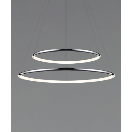 Alcon 12239-P, two-layered tiered suspended commercial pendant ring light shown in silver finish and with a flush trim-less internal lens.