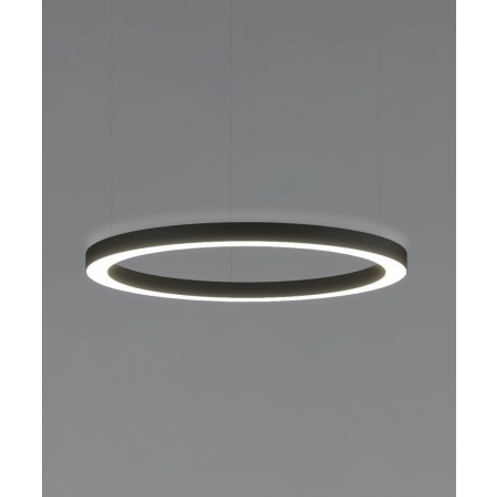 Alcon 12253-DI-P, suspended commercial pendant light shown in black finish and with a flush trim-less lens.