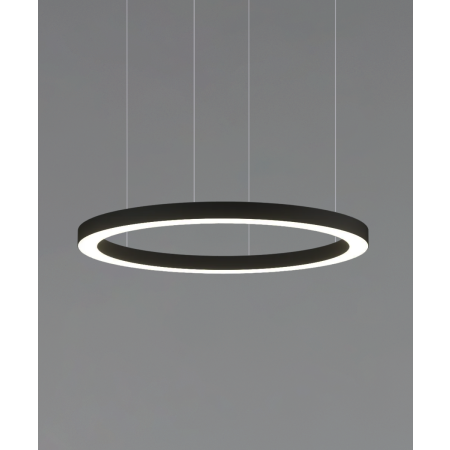 12253 slim ring chandelier light, shown in a black finish with a flush 360º horizontal ring trimless lens.