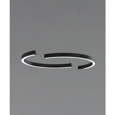 Alcon 12258-C curved pendant light shown in black finish and with a flush trimless direct and indirect lens for downlighting and uplighting