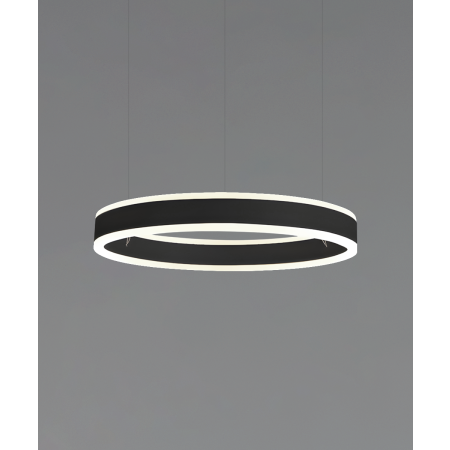 Alcon 12270-1-P, suspended commercial pendant light shown in black finish and with a flush trim-less lens.