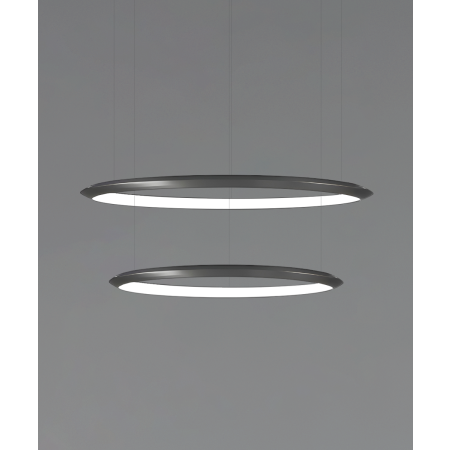 Alcon 12279-2-P, suspended commercial 2 tiered ring pendant light shown in black finish.