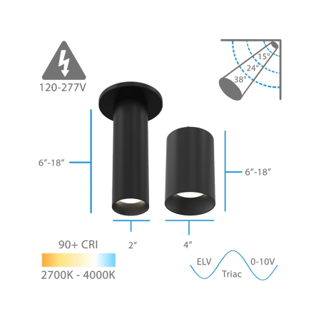 Alcon 12305-S Architectural Cylindrical Ceiling Surface-Mounted LED Light