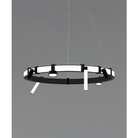 Alcon 15120-P, suspended commercial pendant light shown in black finish and with a flush trim-less lens.