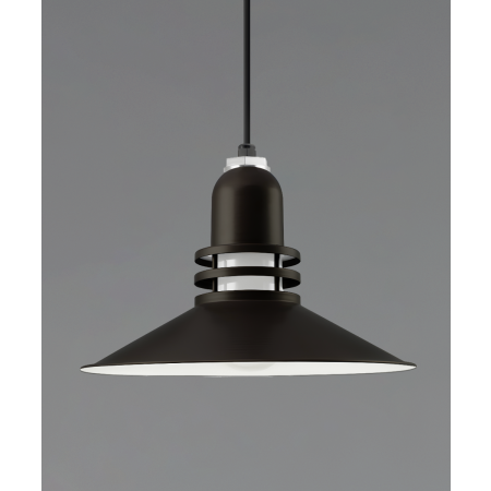 Alcon 15208-P, suspended commercial pendant light shown in black finish and with a flush trim-less lens.