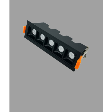 Full product image of the 15295 rectangular micro LED recessed downlight shown with the recessed housing