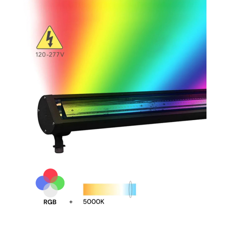 31024-RGBW outdoor color-changing sign light product rendering shown with a black finish and knuckle mount