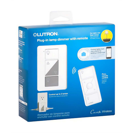 Lutron Caseta P-PKG1P-WH Caseta Wireless 300-watt/100-watt Plug-In Lamp Dimmer with Pico Remote Control Kit, White