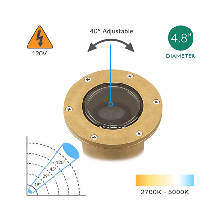 Alcon 9036 5-Inch Adjustable In-Ground LED Well Light