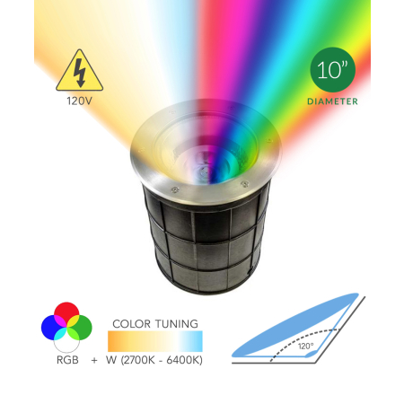 Alcon 9094-RGBW 10-Inch In-Ground RGBW LED Well Light