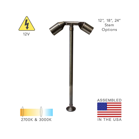 Brass LED Landscape Directional Twin Path Light