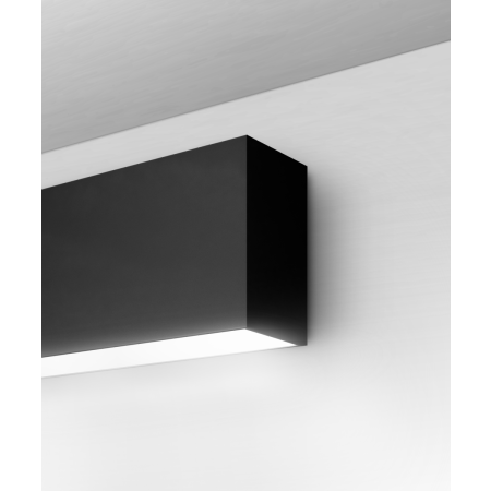 Alcon 12100-20-W, surface mount linear wall light shown in silver finish and with a flush trim-less bottom lens.