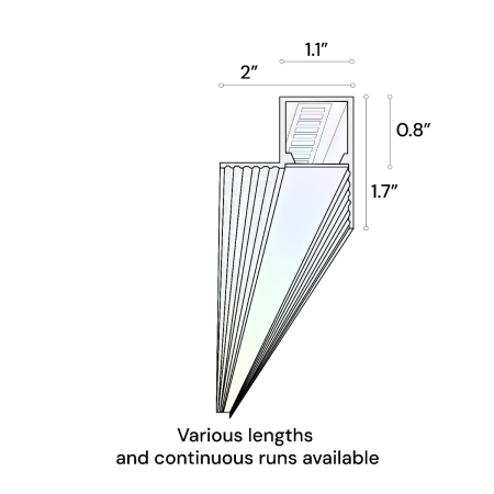 Alcon 12100-10-R-PR-RGBW, recessed linear perimeter ceiling light shown in silver finish, with a flush trim-less lens, and color changing capabilities.