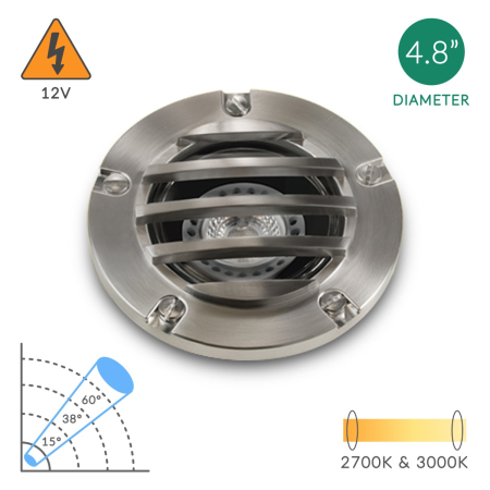 Alcon 9028-SS Low-Voltage 5-Inch Adjustable In-Ground LED Well Light