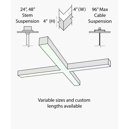 Alcon 12100-40-X-P-RGBW, suspended commercial pendant light shown in white finish and with color changing capabilities.