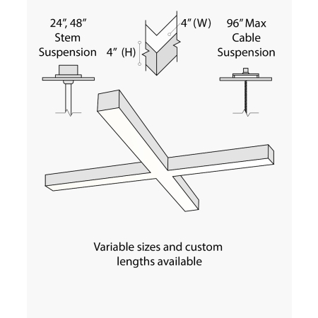 Alcon 12100-40-X-P-TW, suspended commercial pendant light shown in silver finish and with tunable white light capabilities.