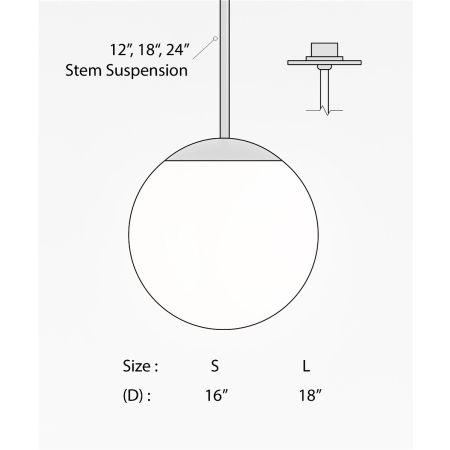 12215 globe pendant light shown in a black finish and with a white, heat-resistant, polyethylene globe