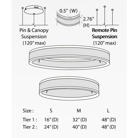 Alcon 12270-2-P, suspended commercial pendant light shown in black finish and with a flush trim-less lens.