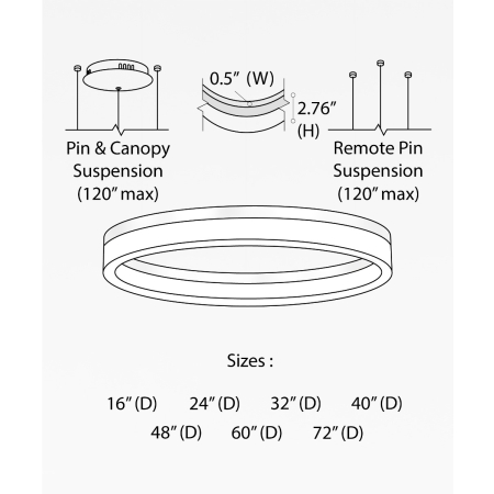 Alcon 12272-1-P, suspended commercial ring pendant light shown in silver finish and with a flush trim-less lens.