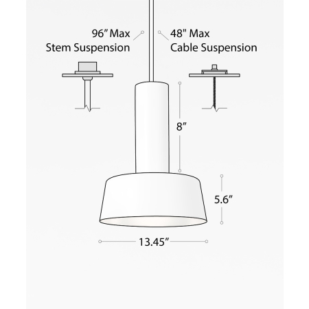 Alcon 12302-P-DP, suspended commercial pendant light shown in white finish and with a flush trim-less lens.