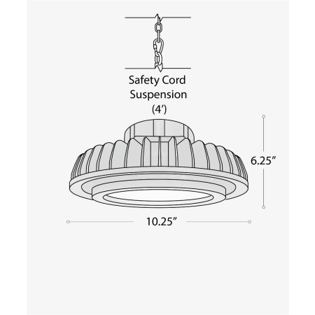 Alcon 15130, suspended commerciaal pendant light shown in black finish and with an inset trimmed lens and chain hanging cable.