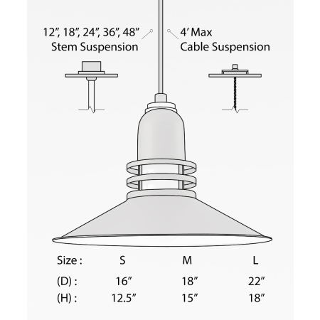 Alcon 15208-P, suspended commercial pendant light shown in black finish and with a flush trim-less lens.