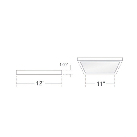 Alcon Lighting 11171-12 Disk Architectural LED 12 Inch Square Surface Mount Direct Down Light 