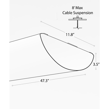 Alcon 10119 Half moon indirect linear light fixture shown in white finish.