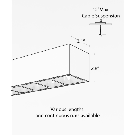 Alcon 12100-23-P-LVR pendant light shown with metal louvers, white finish, and a concealed lens.