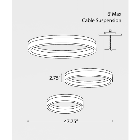 Alcon 12246, LED 3 tier ring pendant light shown in white finish.