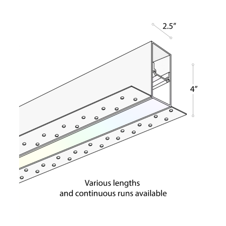 Alcon 12100-20-R-RGBW, recessed linear ceiling light shown in white finish, with a flush trim-less lens, and color changing capabilities. 