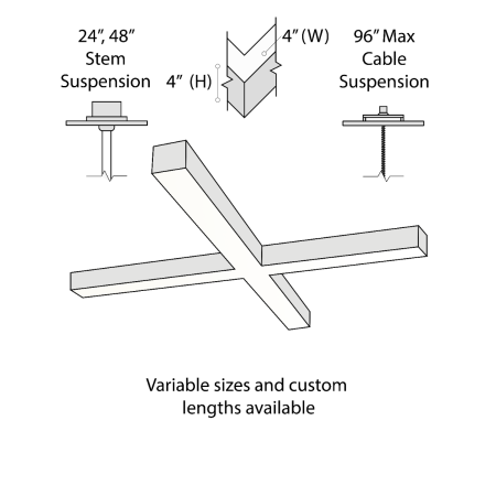 Alcon 12100-40-X-P-TW, suspended commercial pendant light shown in silver finish and with tunable white light capabilities.