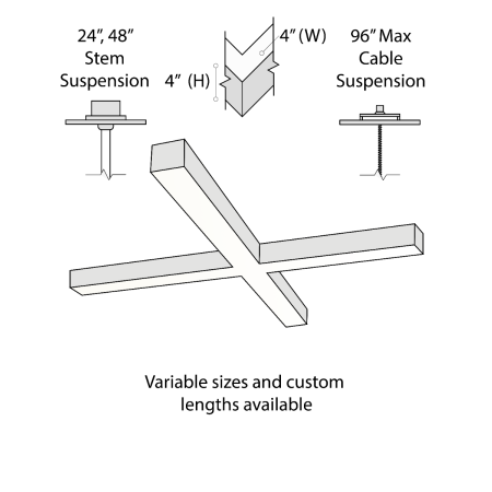 Alcon 12100-40-X-P-TW, suspended commercial pendant light shown in silver finish and with tunable white light capabilities.