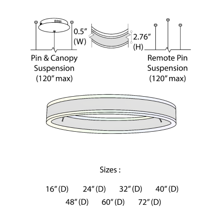 Alcon 12270-1 RGBW Color tunable 1-ring pendant light shown in a black finish.