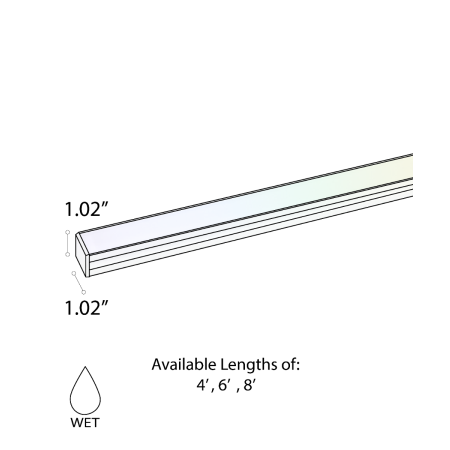 Alcon 14120 RGBW Color tunable linear in-ground light shown in a silver finish.