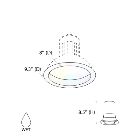 Alcon 14134-8 RGBW Color tunable recessed can light shown in a white finish.