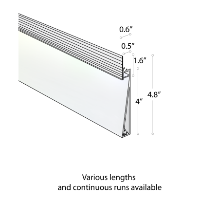 Alcon 15244-A RGBW Color tunable linear baseboard light shown in a steel finish.